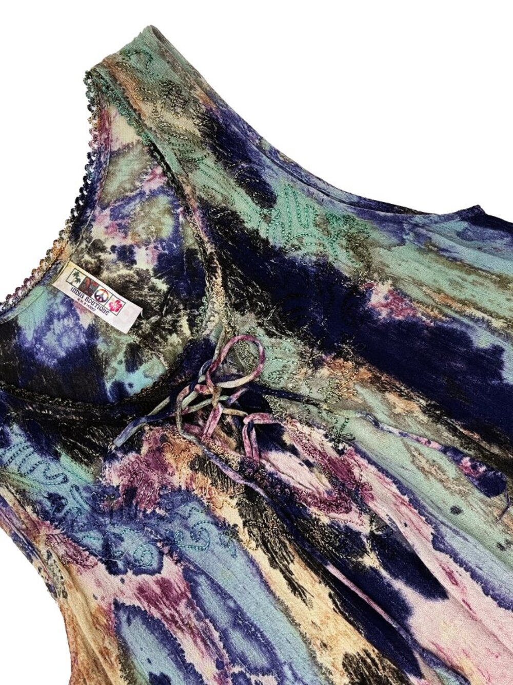 India Boutique Boho Beach Chic Marble Free One Size Dress Womens S M L - Picture 4 of 5